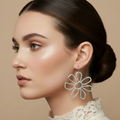 Large Silver Flower Earrings