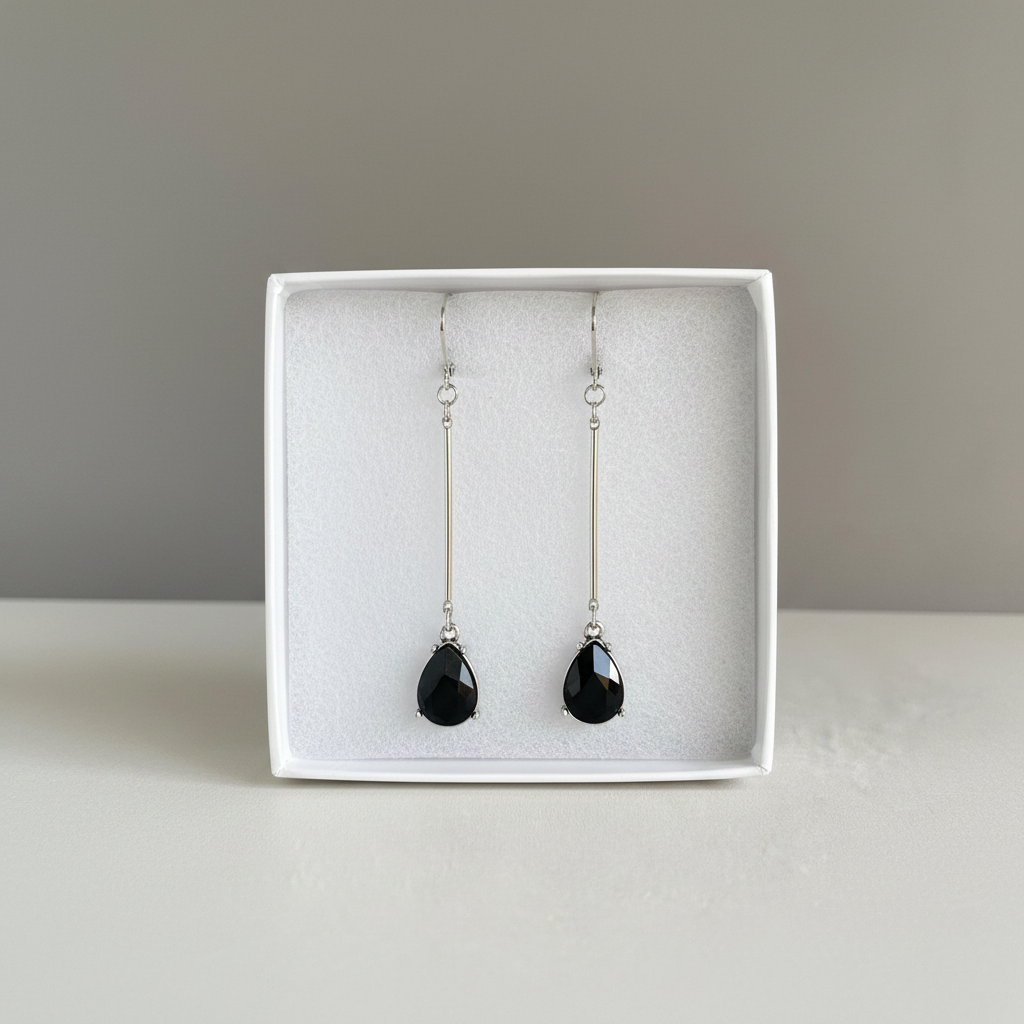 Black Crystal Teardrop Earrings