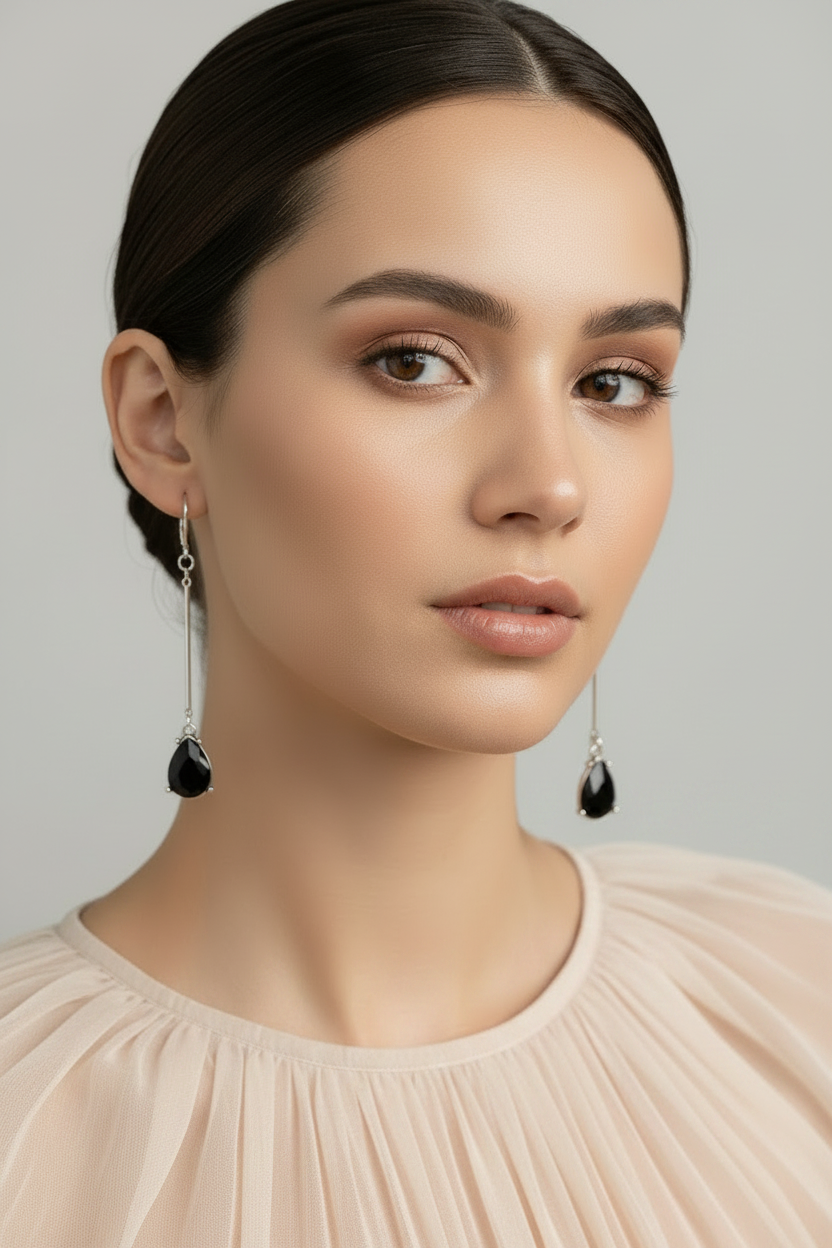 Black Crystal Teardrop Earrings