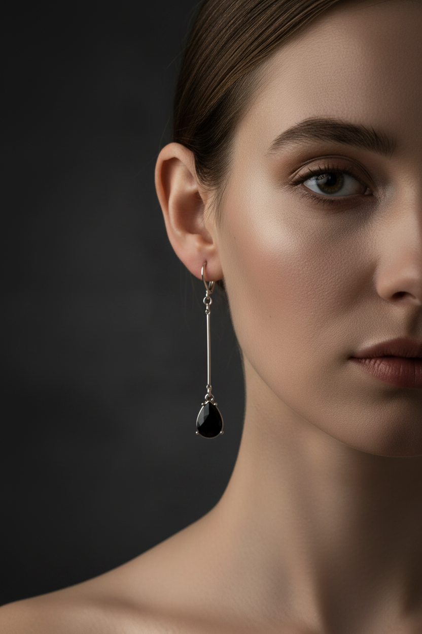 Black Crystal Teardrop Earrings