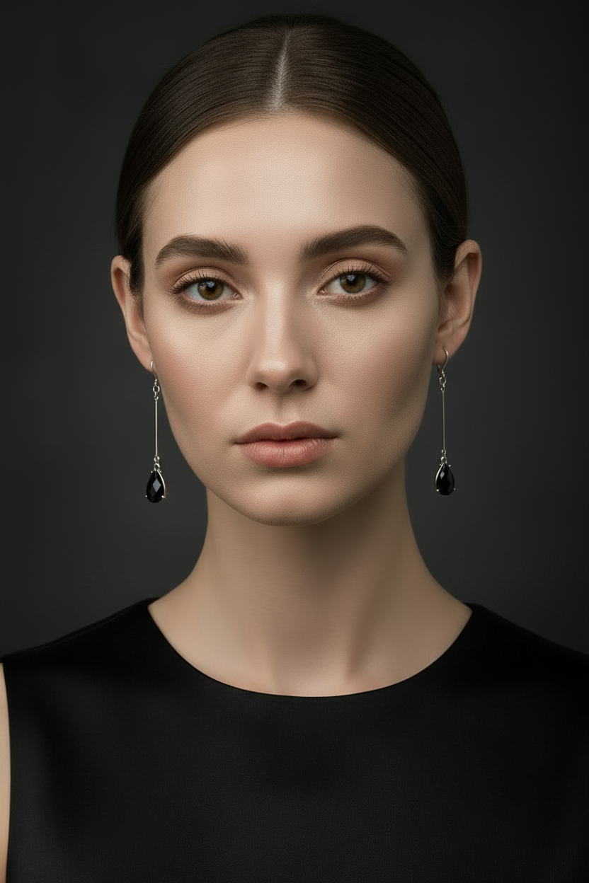 Black Crystal Teardrop Earrings