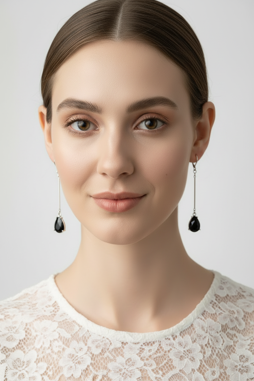 Black Crystal Teardrop Earrings