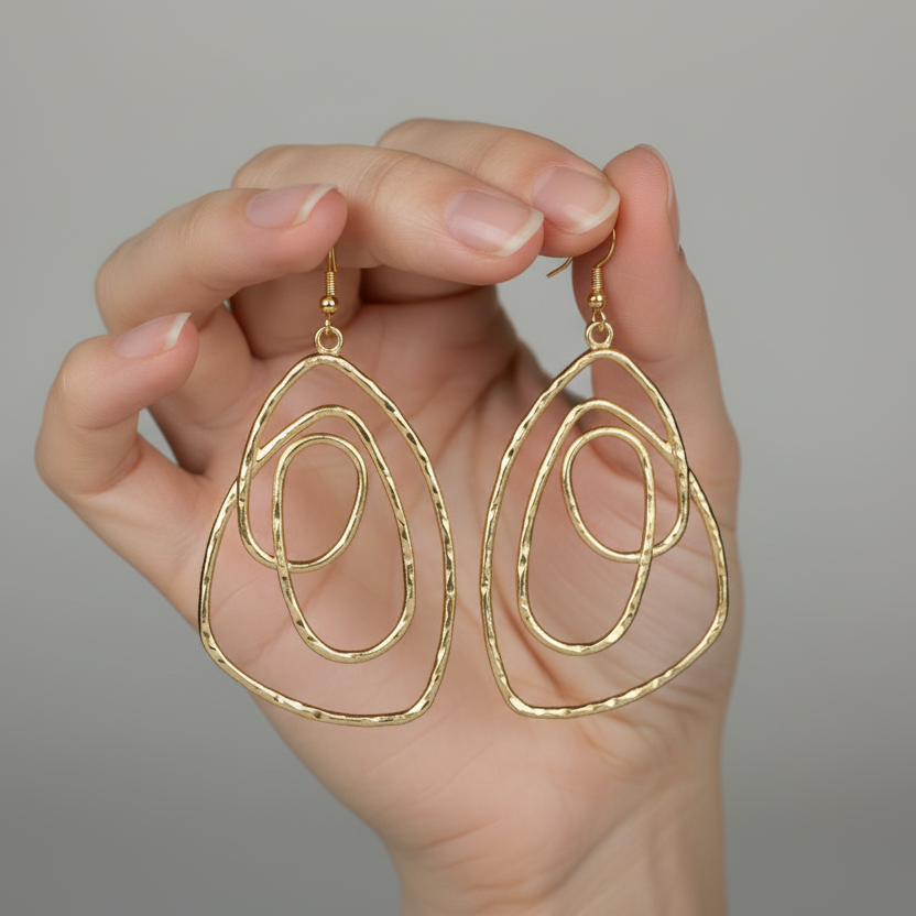 Abstract Gold Drop Earrings