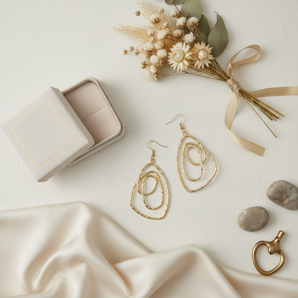 Abstract Gold Drop Earrings