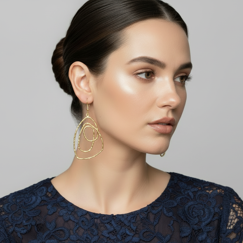 Abstract Gold Drop Earrings