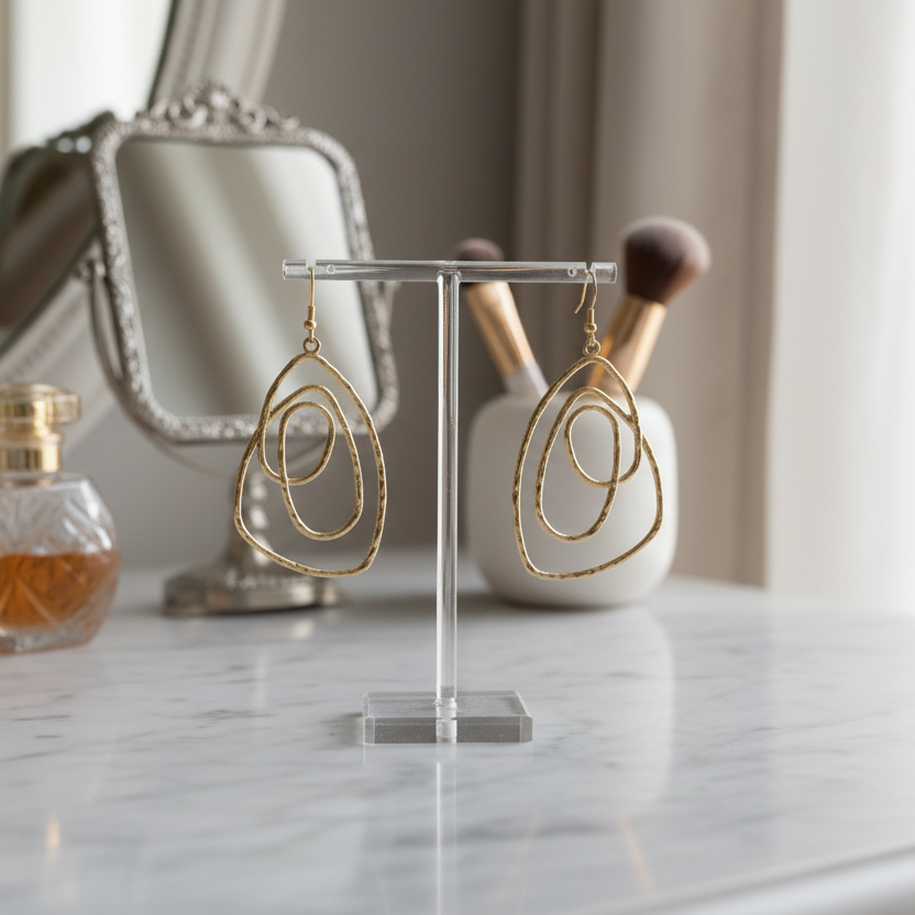 Abstract Gold Drop Earrings