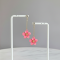 Pink Flower Drop Earrings