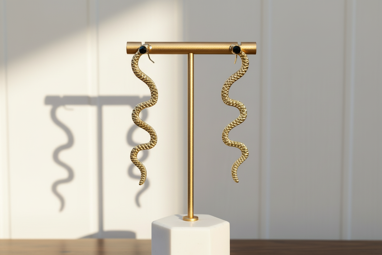 Gold Snake Stud Earrings
