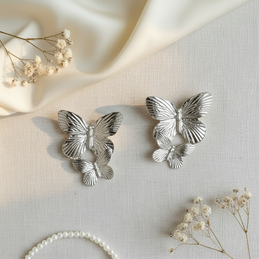 Silver Butterfly Earrings