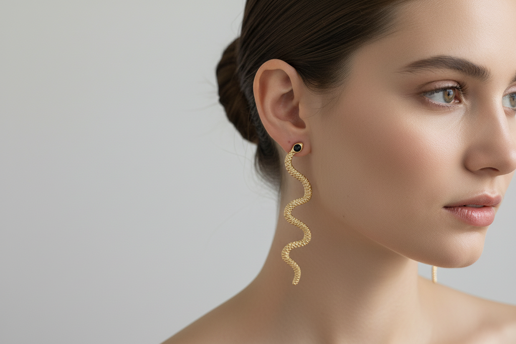 Gold Snake Stud Earrings