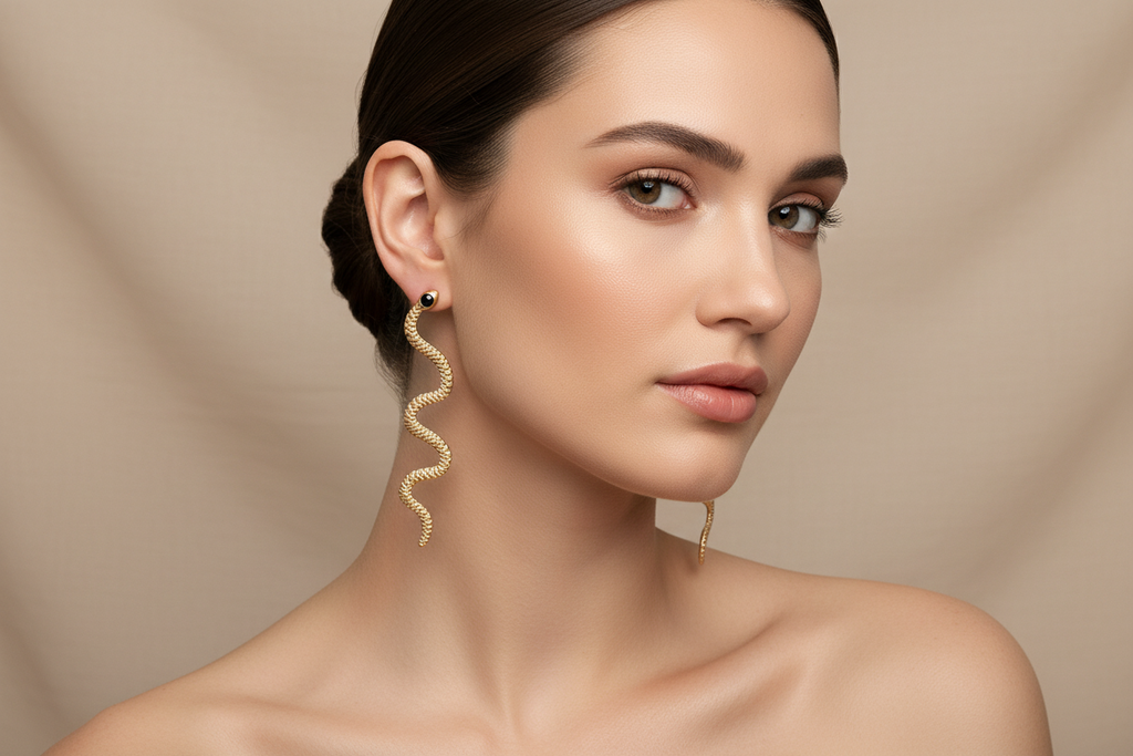 Gold Snake Stud Earrings