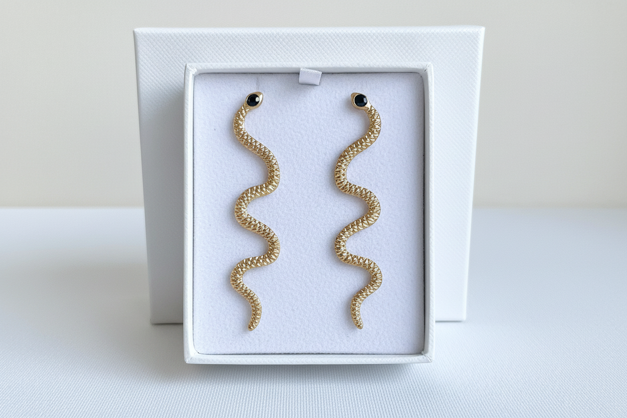 Gold Snake Stud Earrings