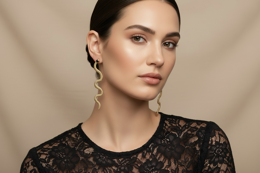 Gold Snake Stud Earrings