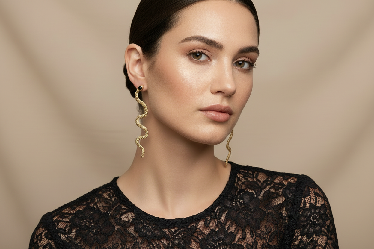 Gold Snake Stud Earrings
