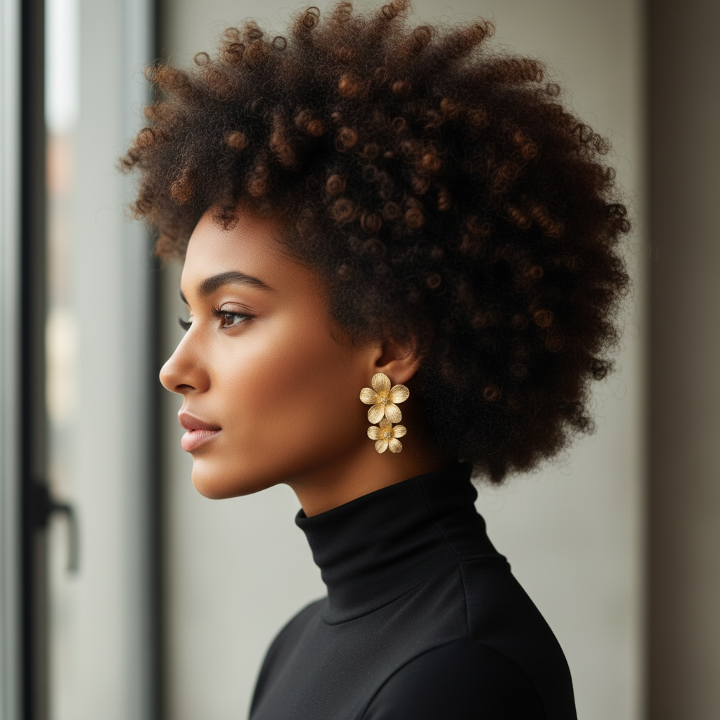 Double Flower Gold Earrings