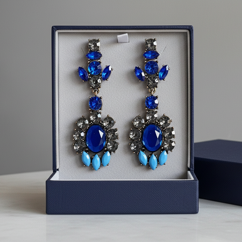 Electric Blue Gem Earrings