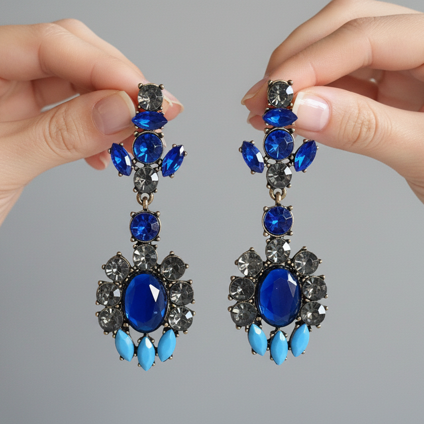 Electric Blue Gem Earrings