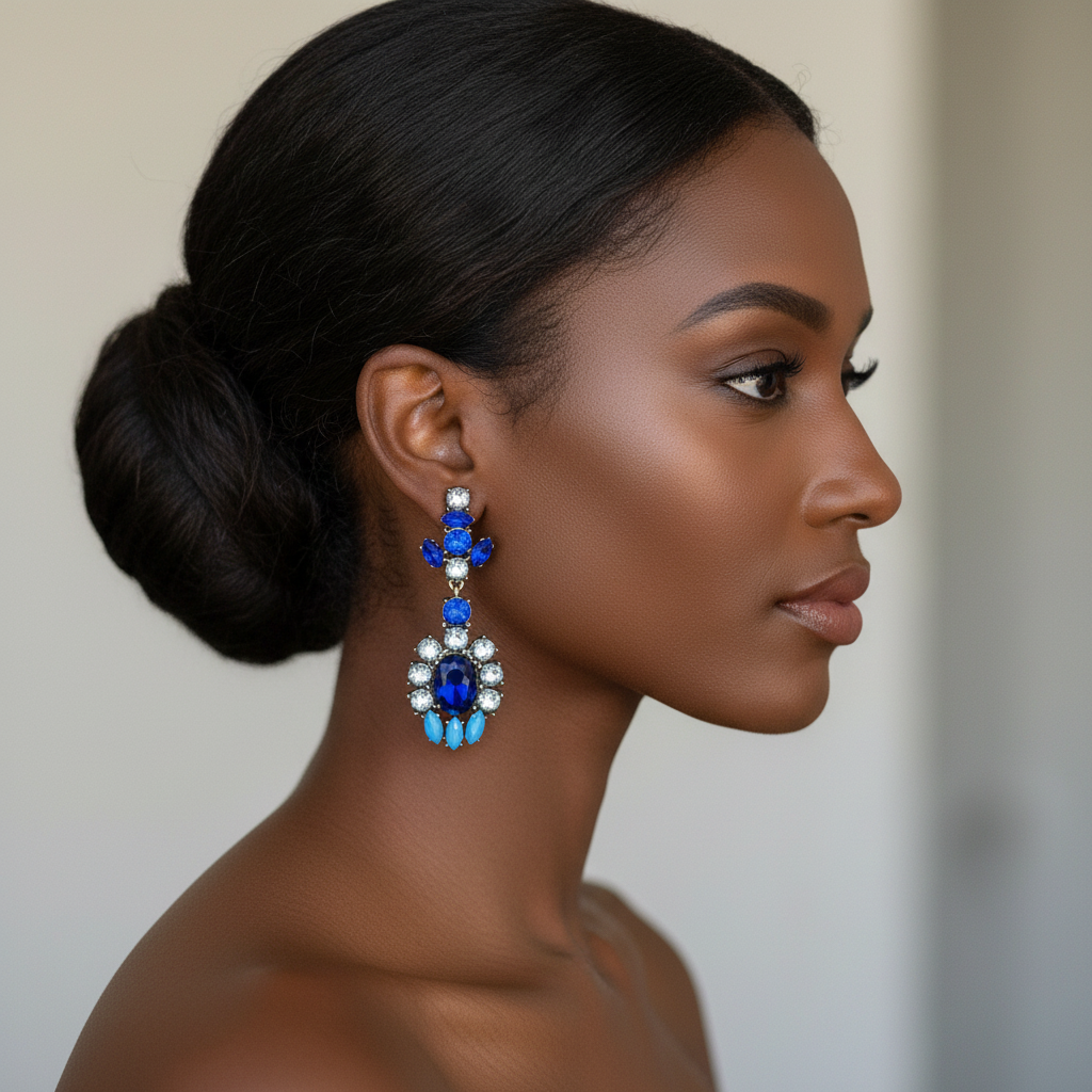 Electric Blue Gem Earrings