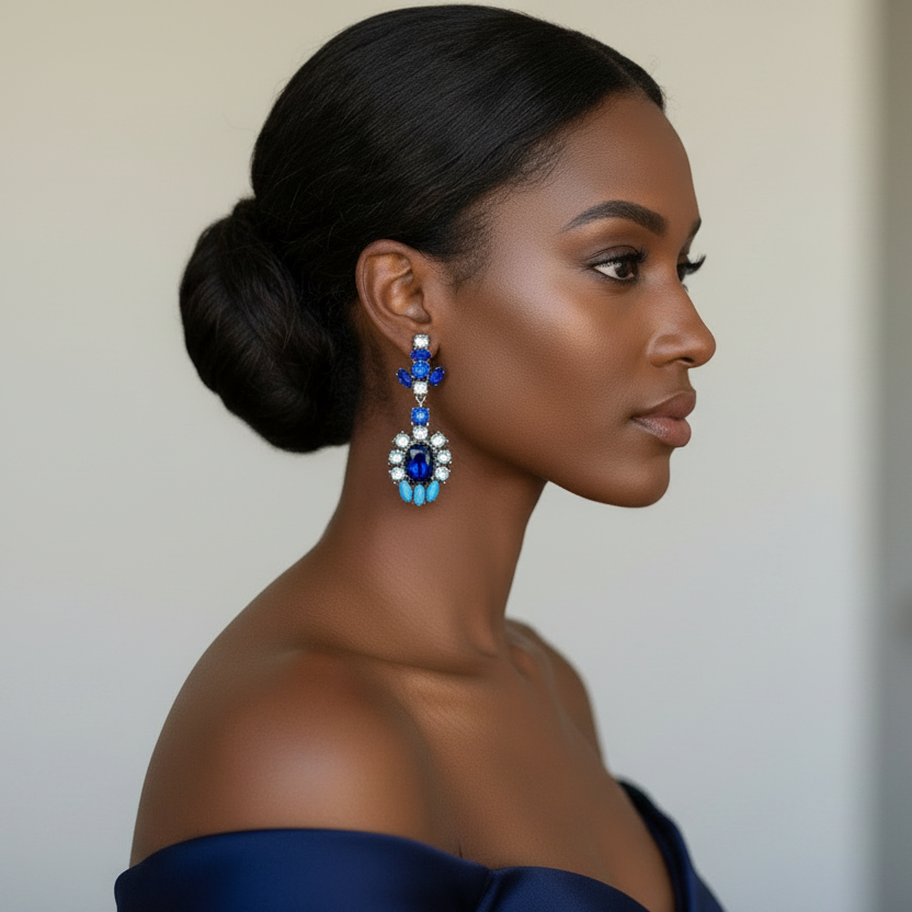 Electric Blue Gem Earrings