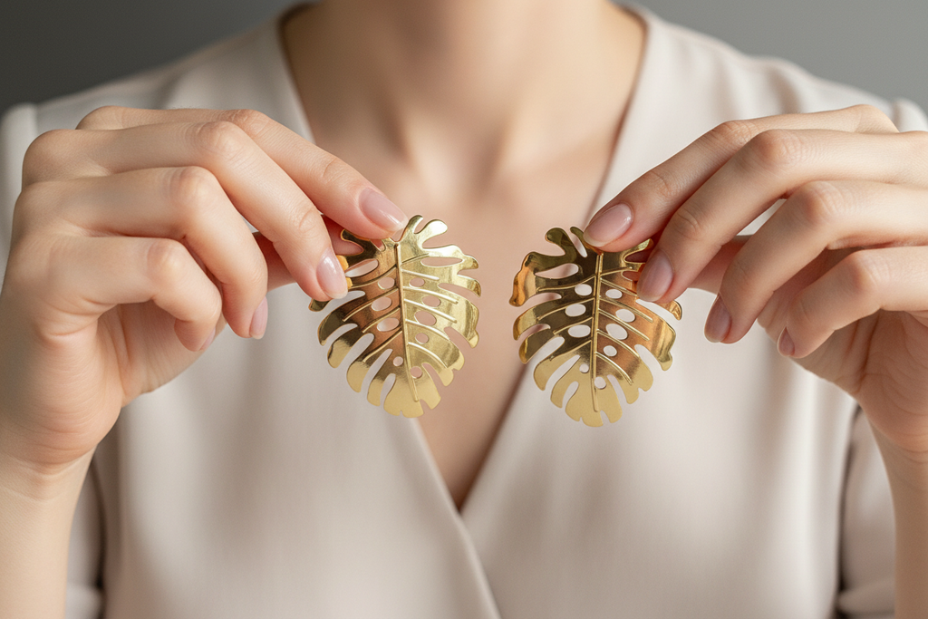 Gold Monstera Leaf Earrings