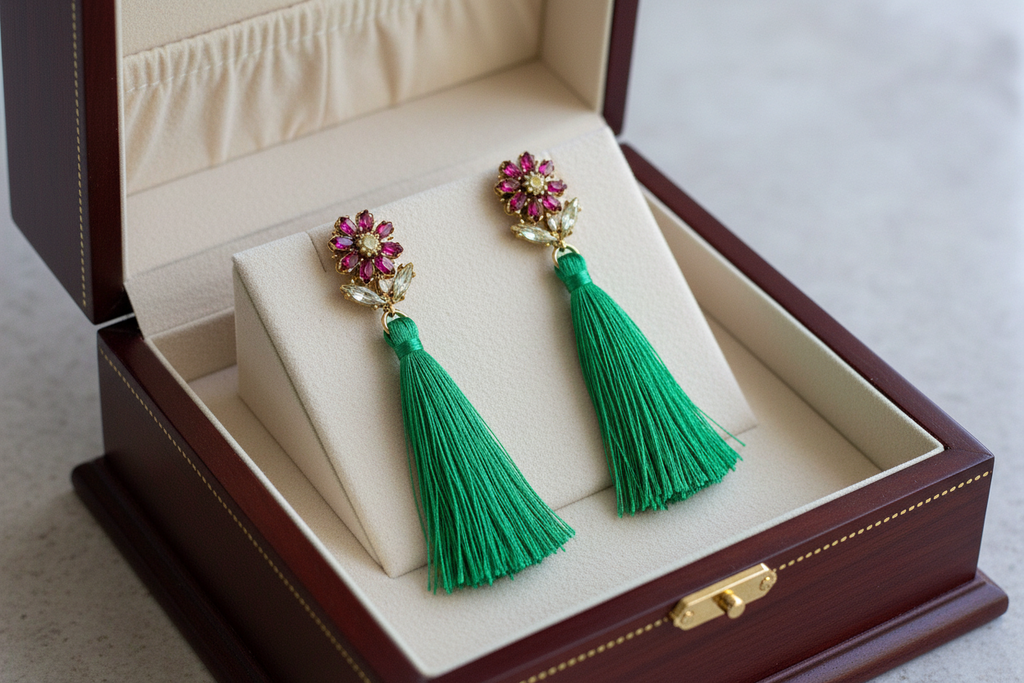 Flower And Tassel Drop Earrings