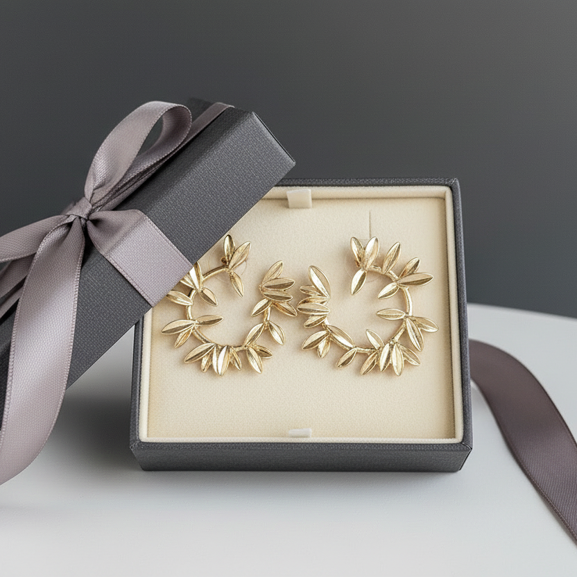 Gold Wreath Stud Earrings