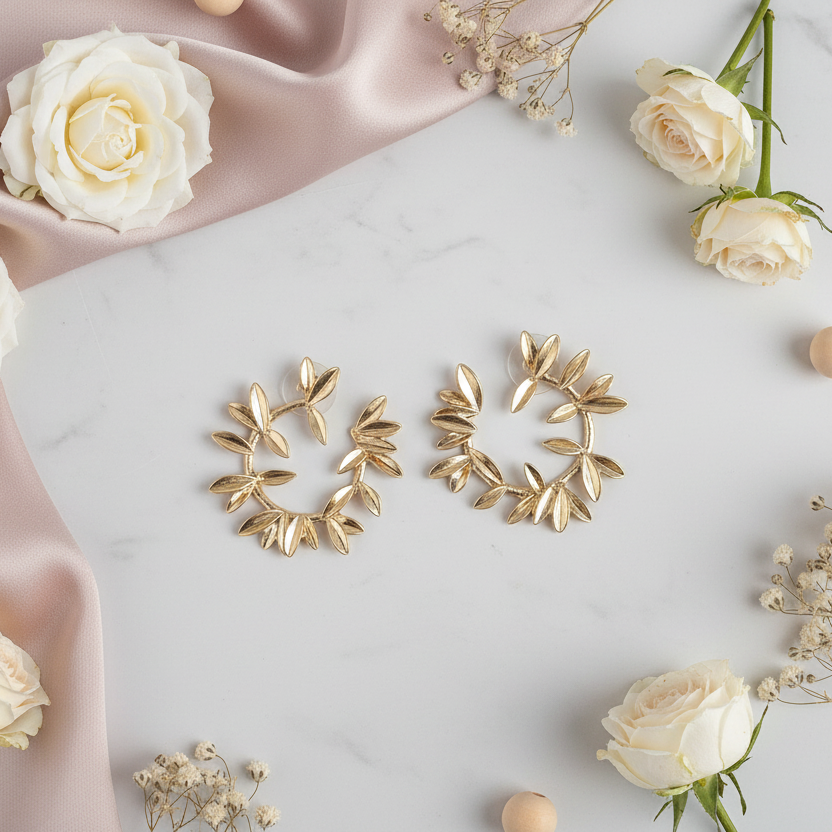 Gold Wreath Stud Earrings