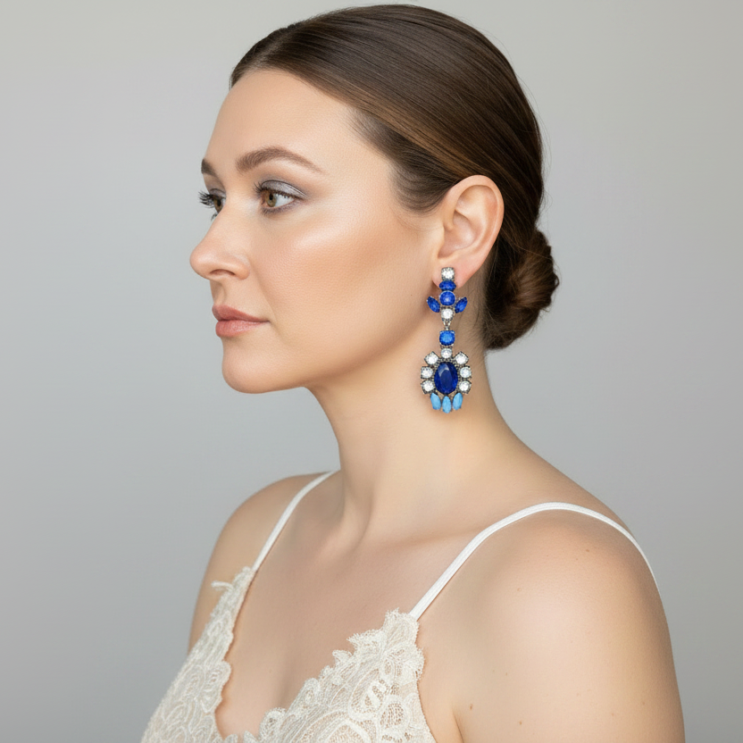 Electric Blue Gem Earrings