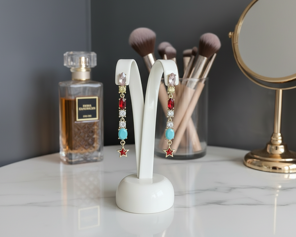 colorful celestial earrings
