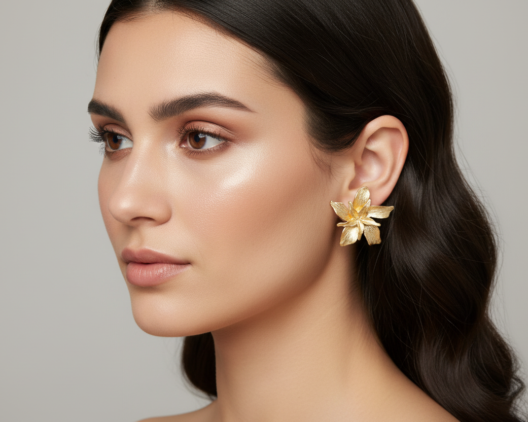 Gold Flower Earrings
