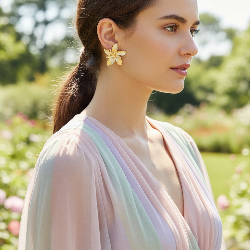 Gold Flower Earrings