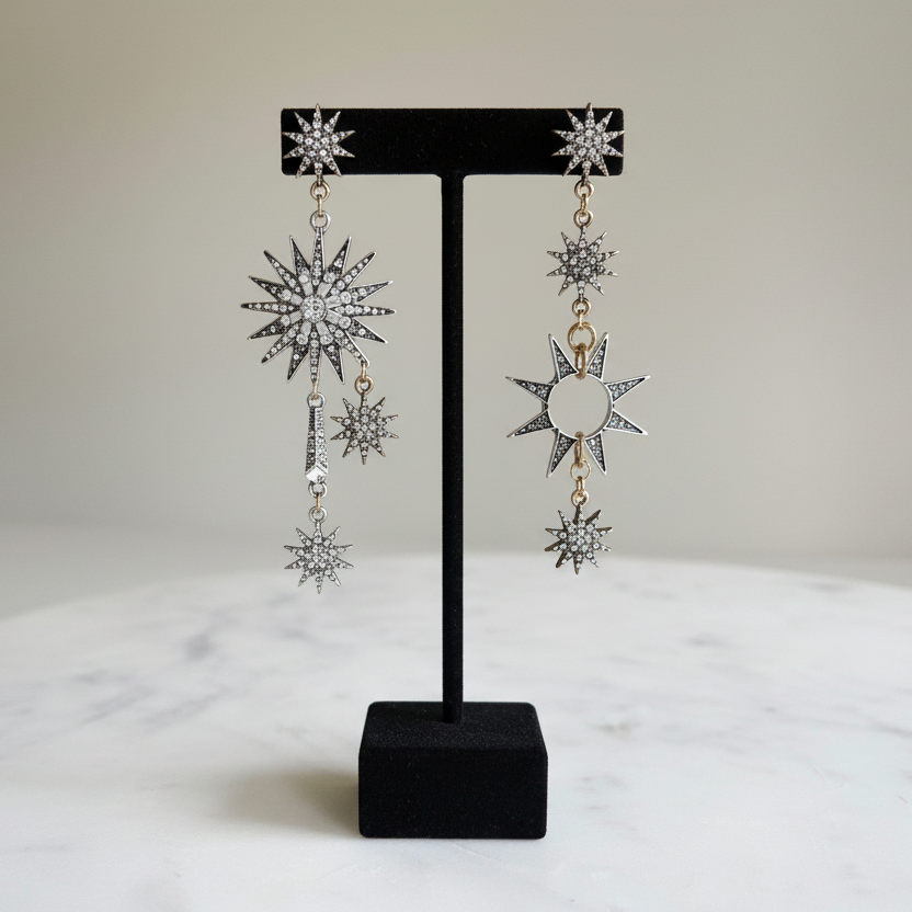 Celestial Stars Asymmetrical Earrings