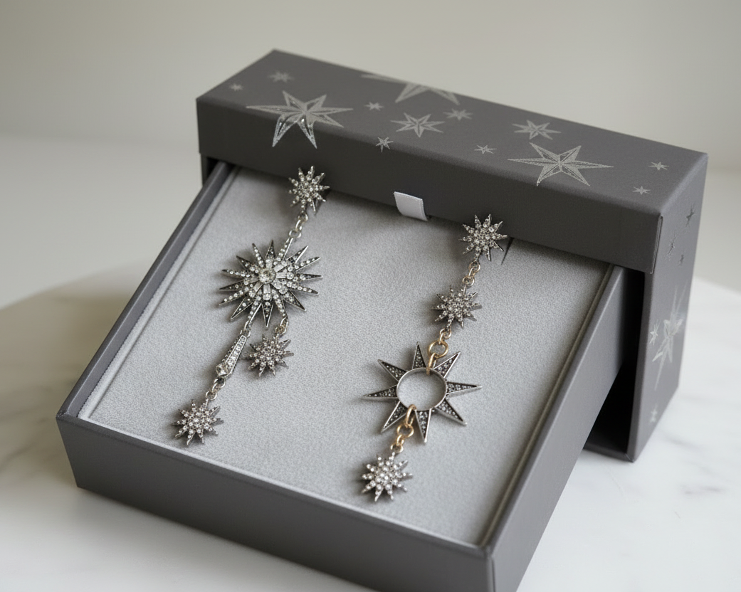 Celestial Stars Asymmetrical Earrings