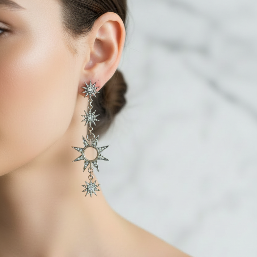 Celestial Stars Asymmetrical Earrings