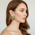Gold Monstera Leaf Earrings