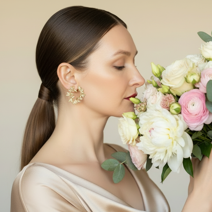 Gold Wreath Stud Earrings