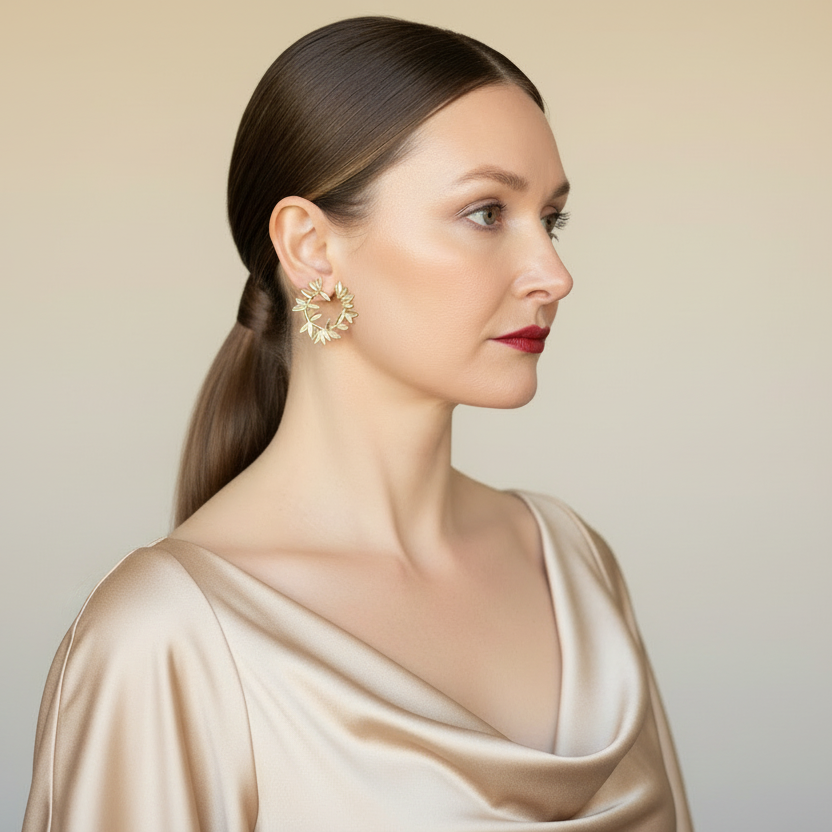 Gold Wreath Stud Earrings