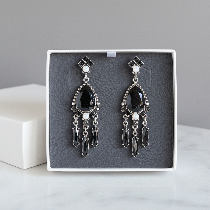 Black Chandelier Earrings