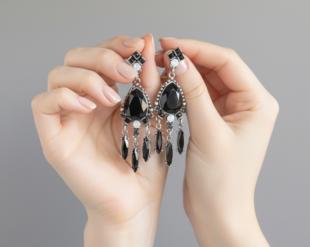 Black Chandelier Earrings