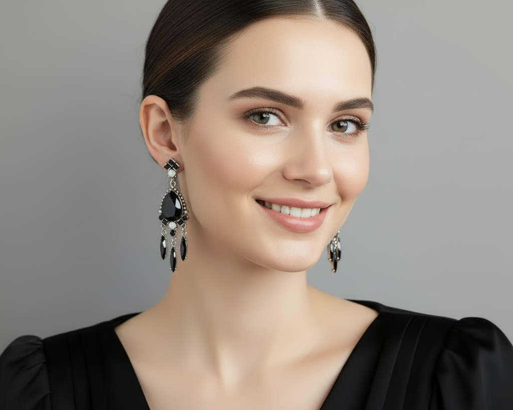 Black Chandelier Earrings