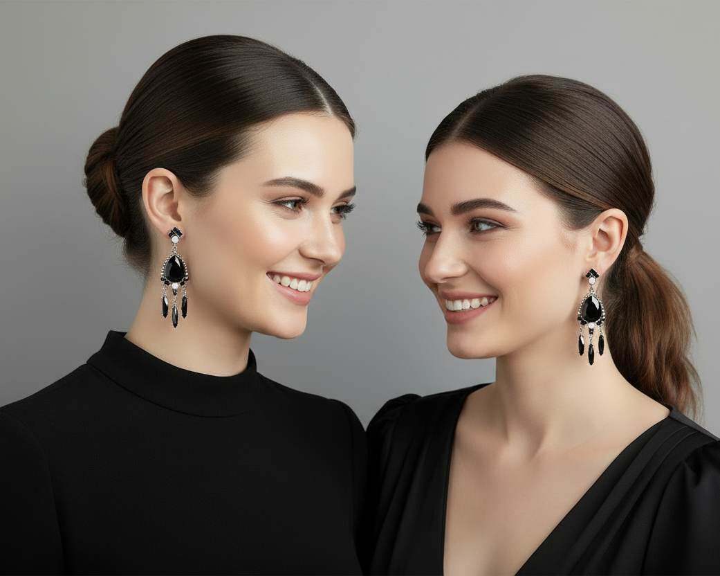 Black Chandelier Earrings