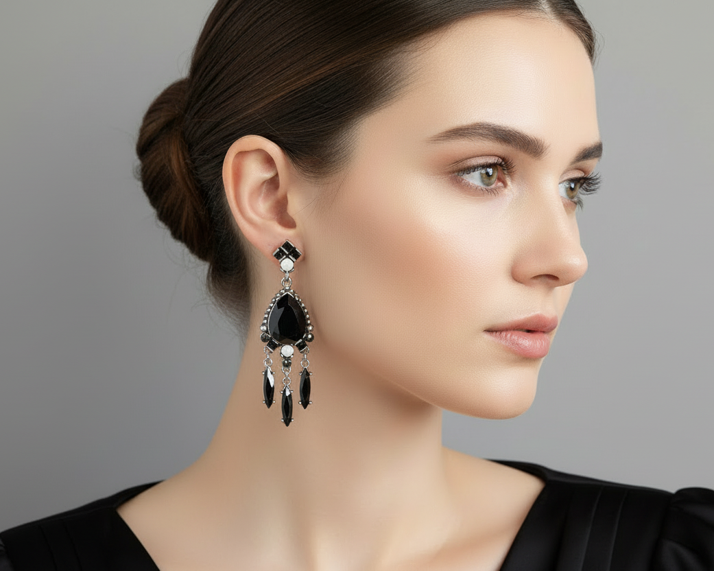 Black Chandelier Earrings