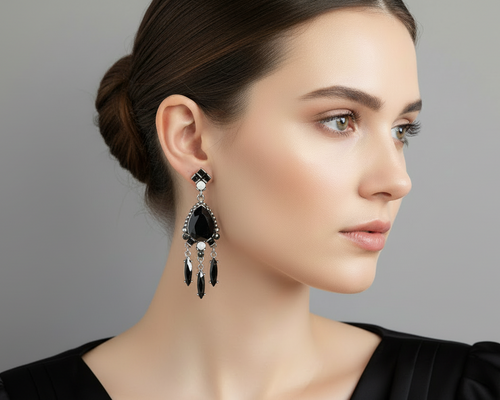 Black Chandelier Earrings