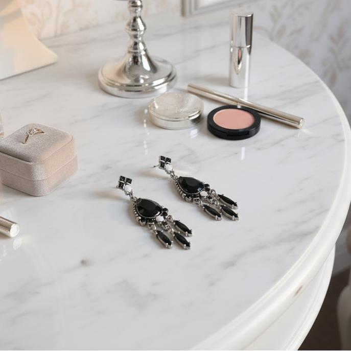 Black Chandelier Earrings