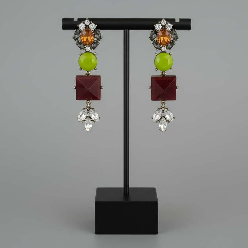 crystal gem pageant statement earrings
