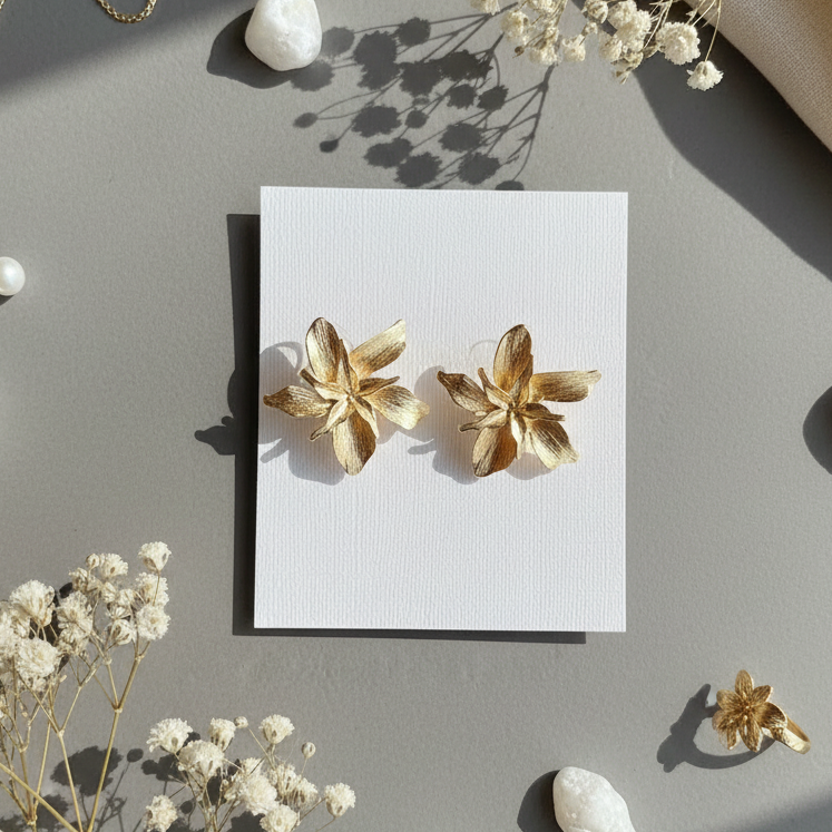Gold Flower Earrings