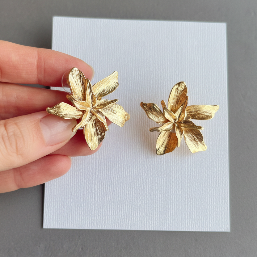 Gold Flower Earrings