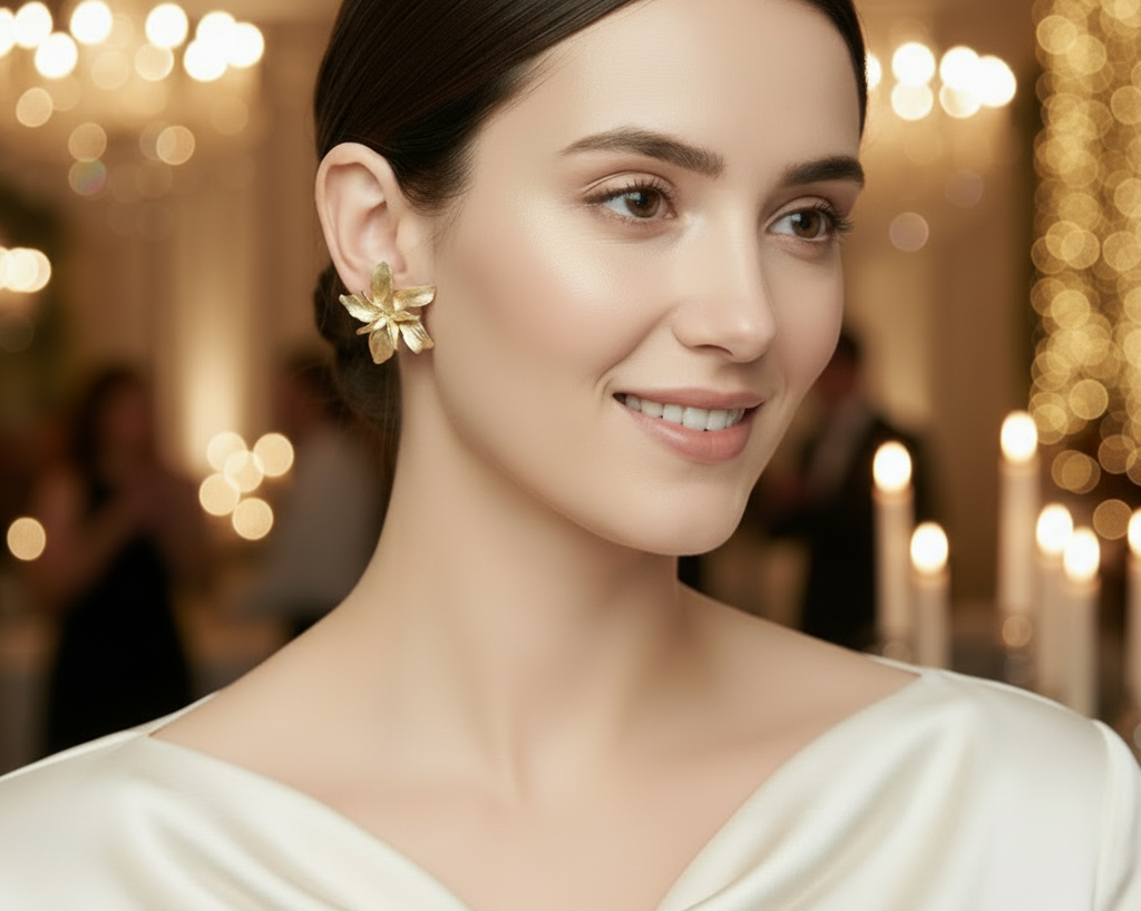Gold Flower Earrings