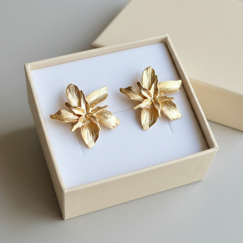 Gold Flower Earrings