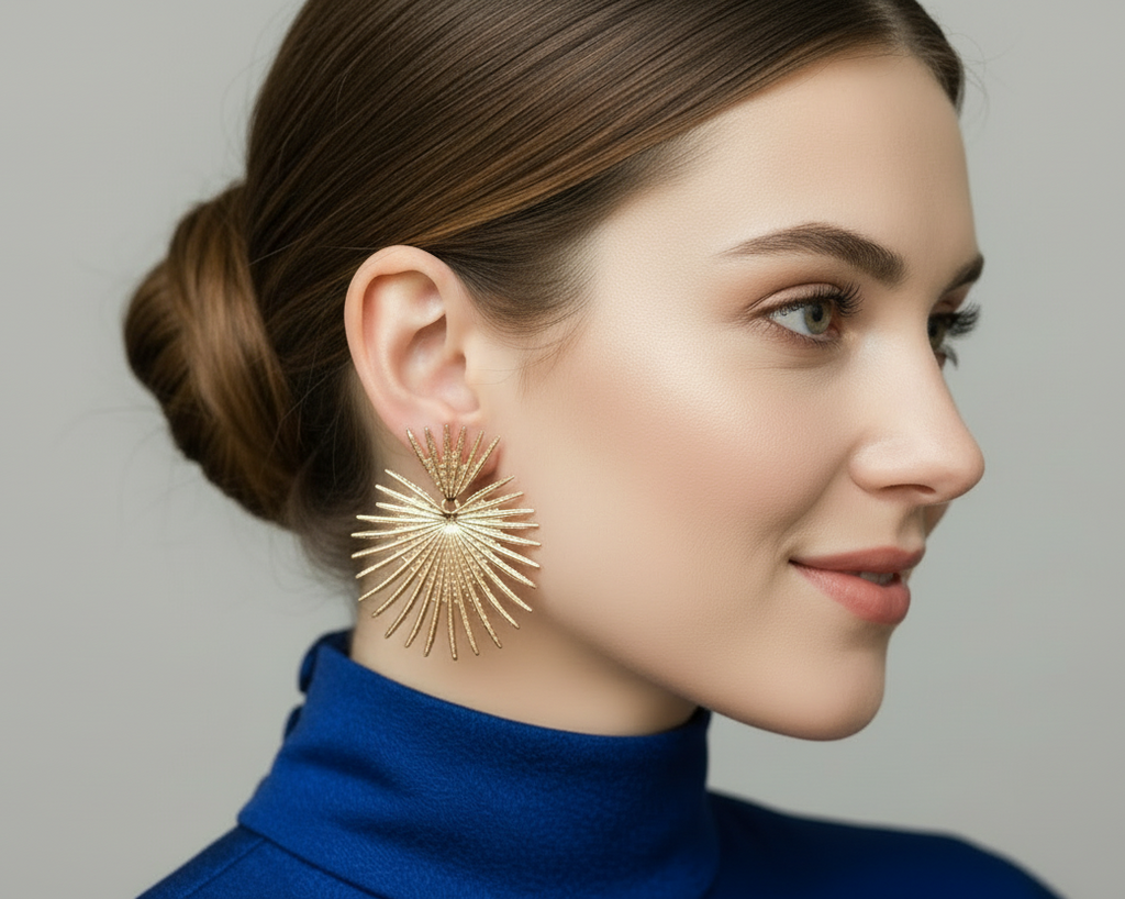 Rose Gold Star Statement Earrings